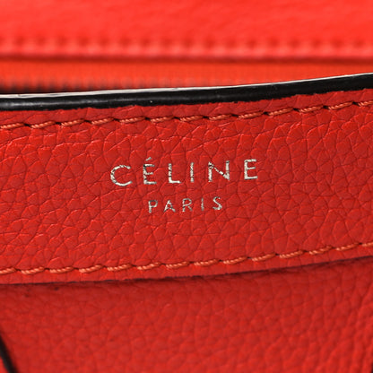 Celine Drummed Calfskin Nano Luggage Coquelicot 5 of 6