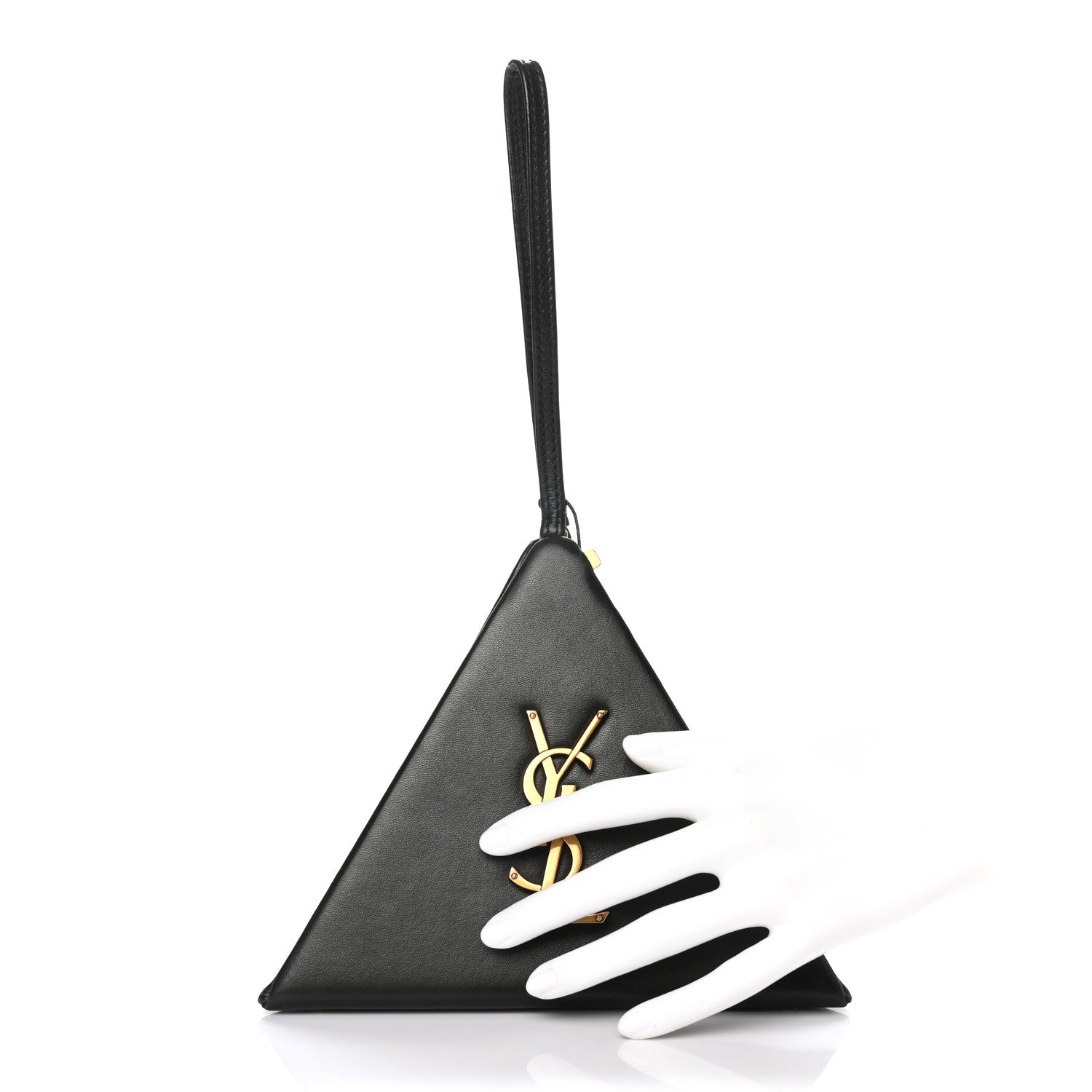 Saint Laurent Lambskin Pyramid Clutch Black 2 of 7