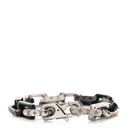 Louis Vuitton Metal Monogram Chain Bracelet Silver Black 3 of 5