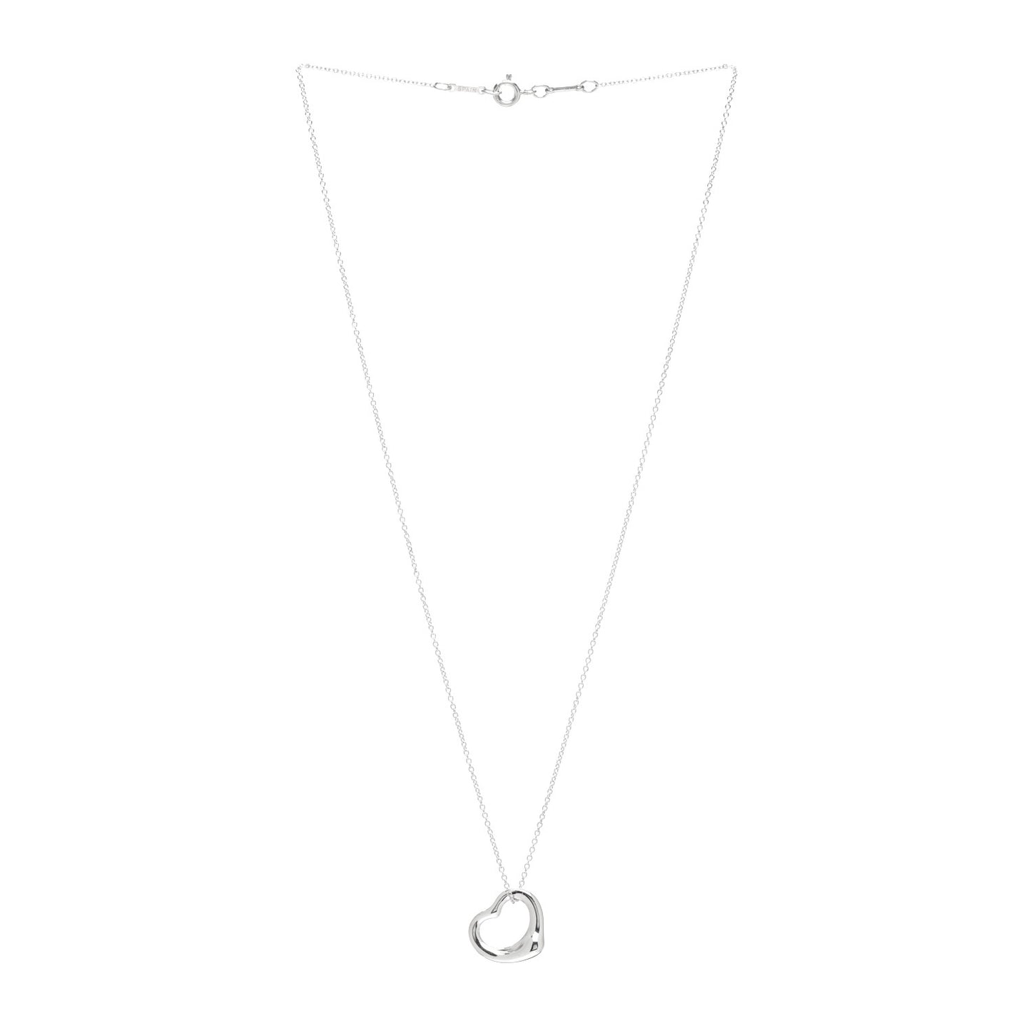 Sterling Silver 14mm Elsa Peretti Open Heart Pendant Necklace