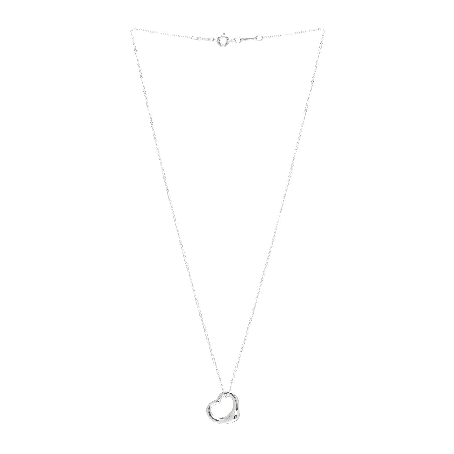 Tiffany Sterling Silver 14mm Elsa Peretti Open Heart Pendant Necklace 3 of 4