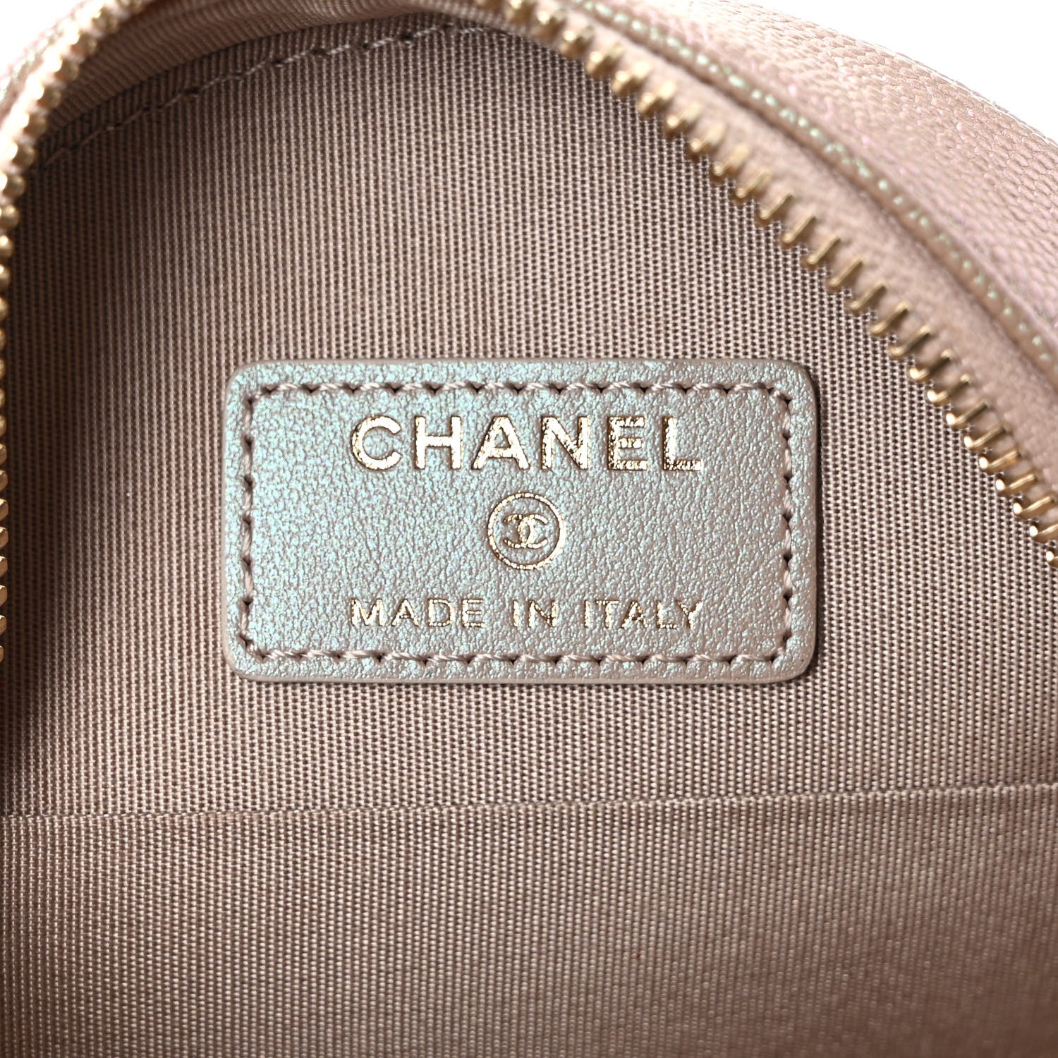 Chanel Iridescent Caviar Resin Quilted Round Clutch With Chain Beige 6 of 10