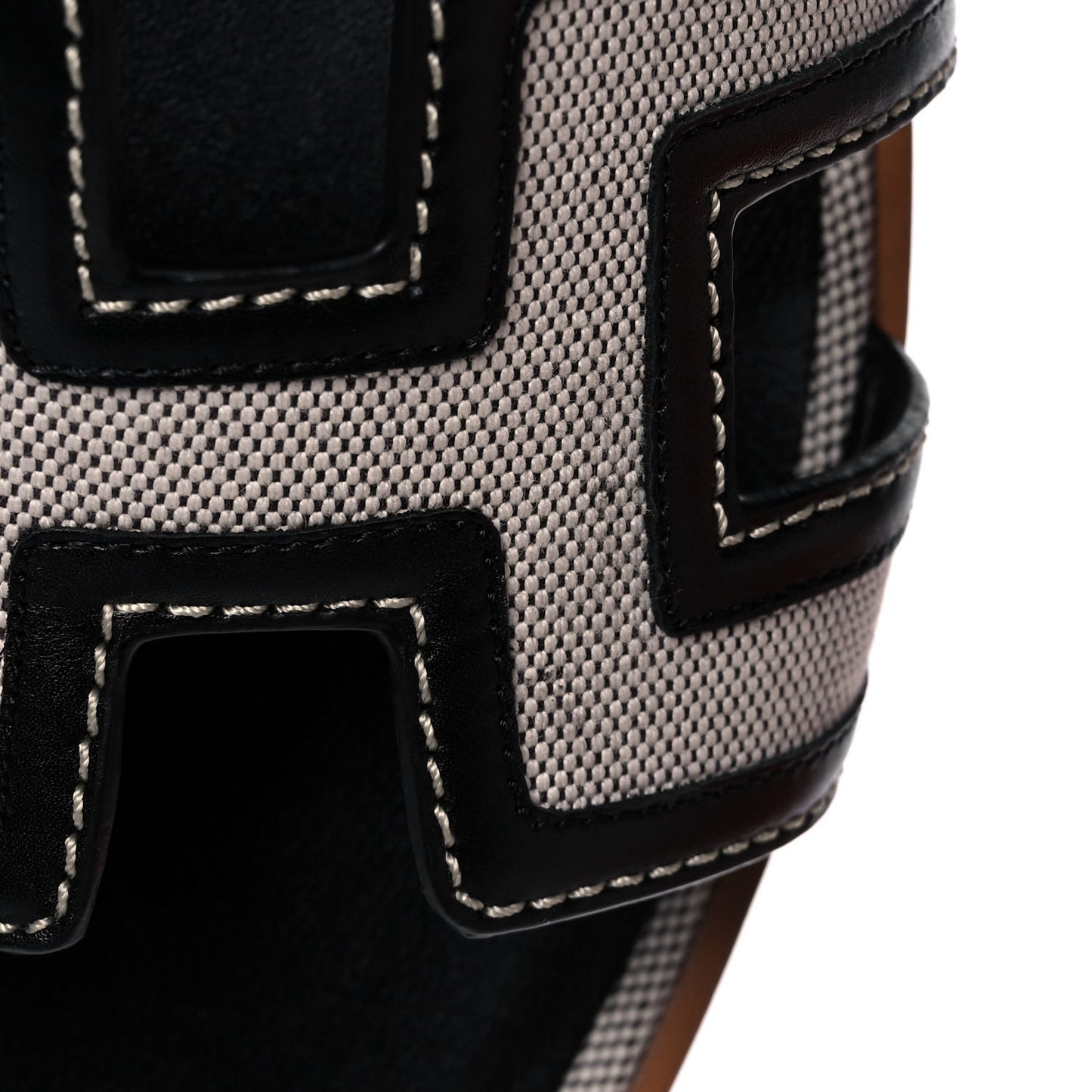 Calfskin Canvas Oran Sandals 38 Black