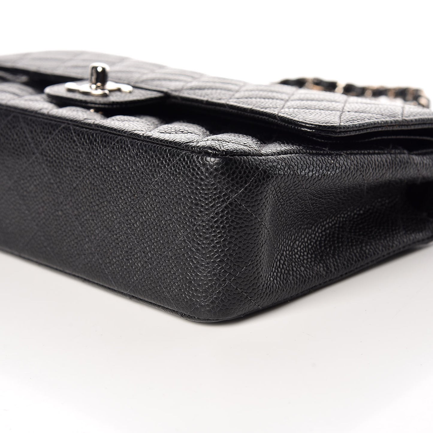 Caviar Quilted Medium Double Flap Black