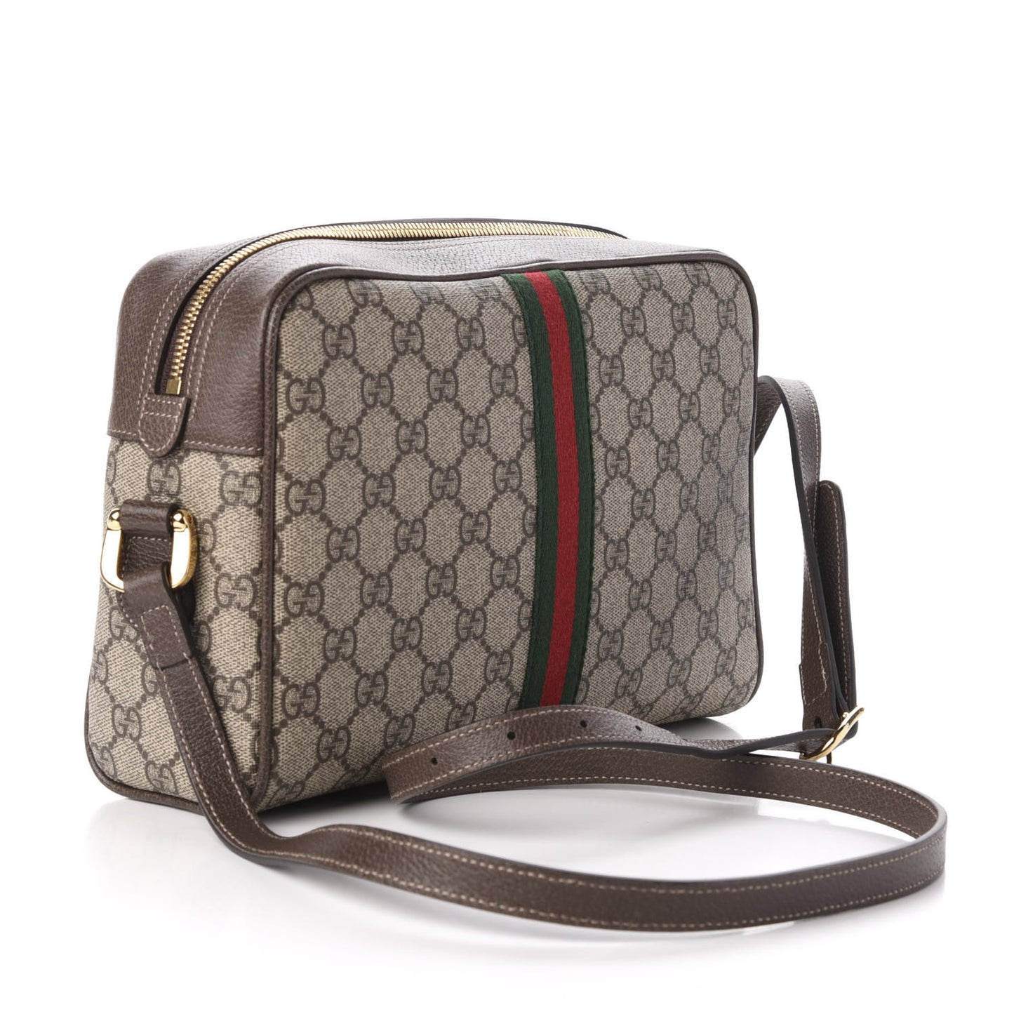 GG Supreme Monogram Web Small Ophidia Shoulder Bag Brown