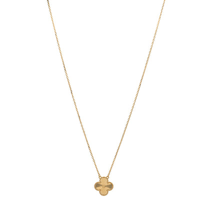 Van Cleef & Arpels 18K Yellow Gold Guilloche Vintage Alhambra Pendant Necklace 1 of 3