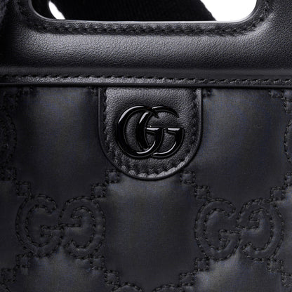 Gucci Nylon Calfskin Enamel GG Matelasse Mini Top Slip Handle Crossbody Bag Black 7 of 10