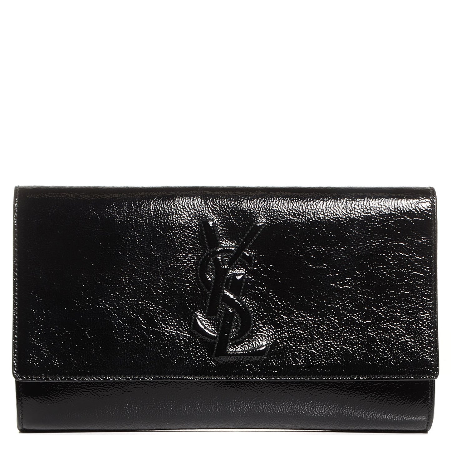 Textured Patent Monogram Large Belle De Jour Clutch Black
