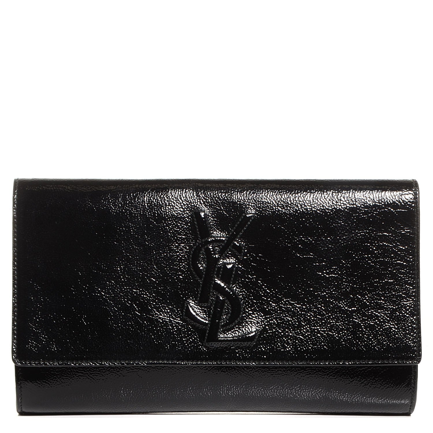 Saint Laurent Textured Patent Monogram Large Belle De Jour Clutch Black 1 of 8