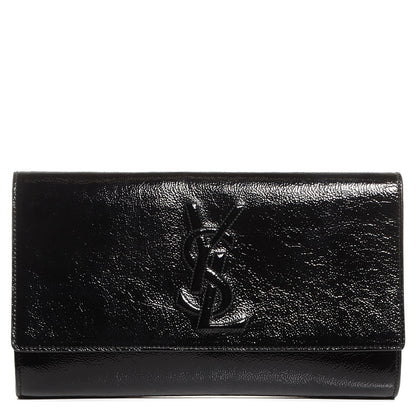Saint Laurent Textured Patent Monogram Large Belle De Jour Clutch Black 1 of 8