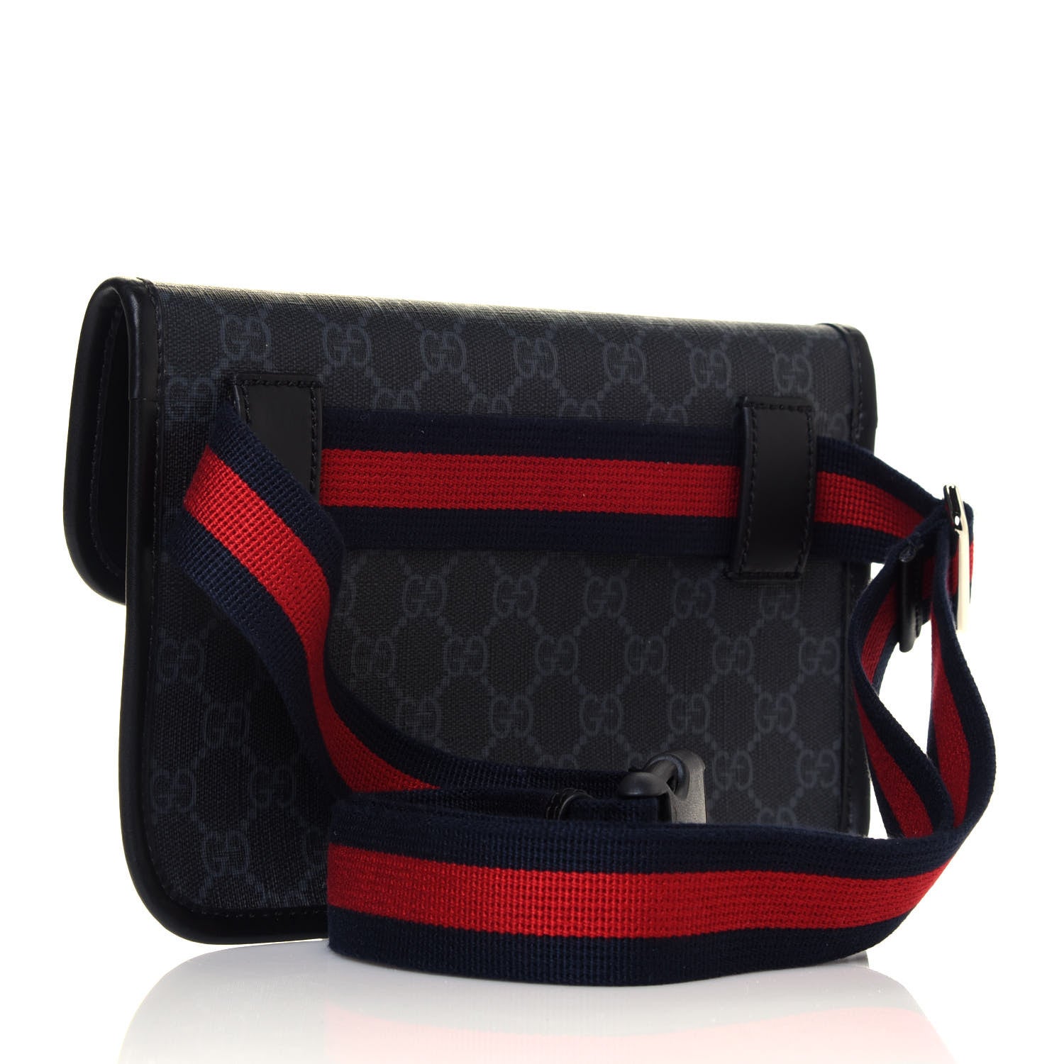 Gucci GG Supreme Monogram Web Slim Belt Bag Black Grey 3 of 12