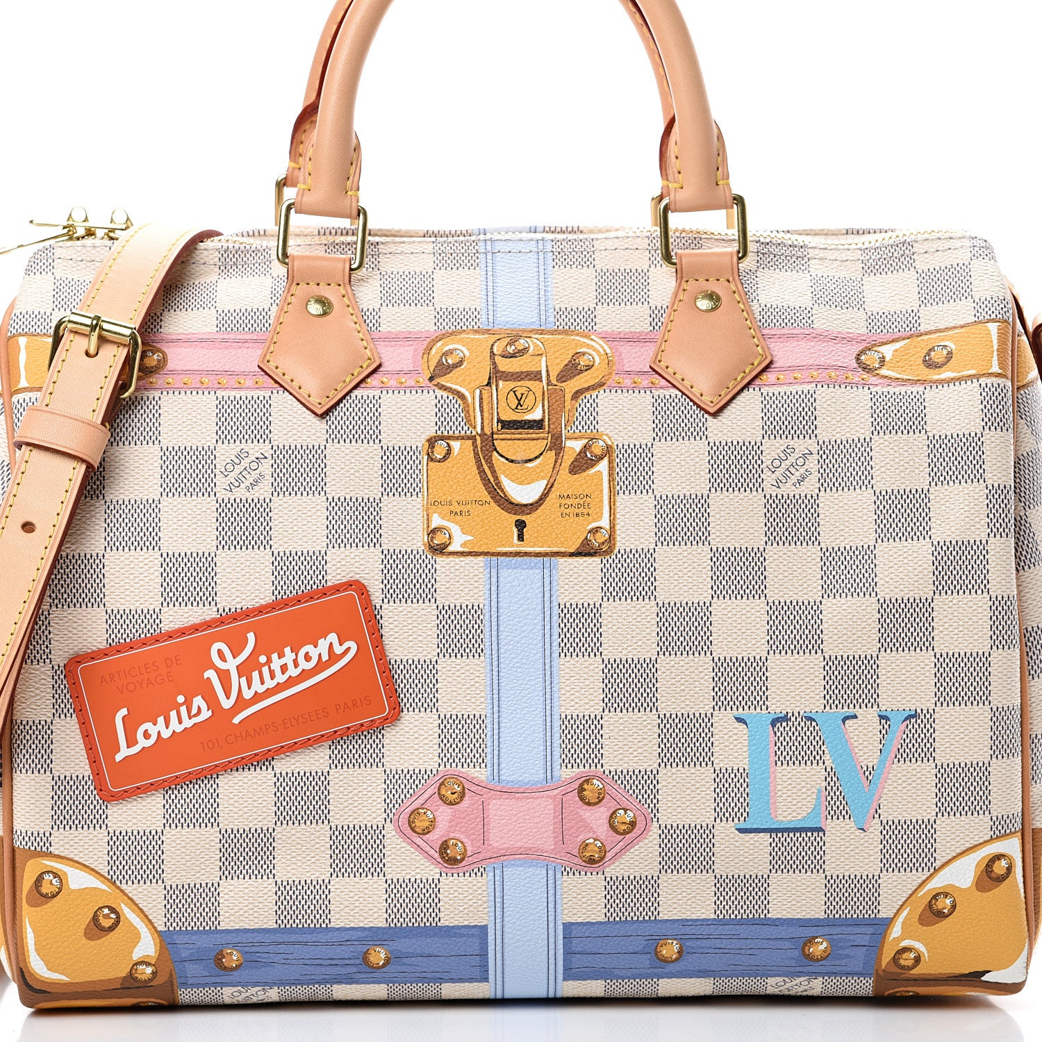 Louis Vuitton Damier Azur Summer Trunks Speedy Bandouliere 30 7 of 11