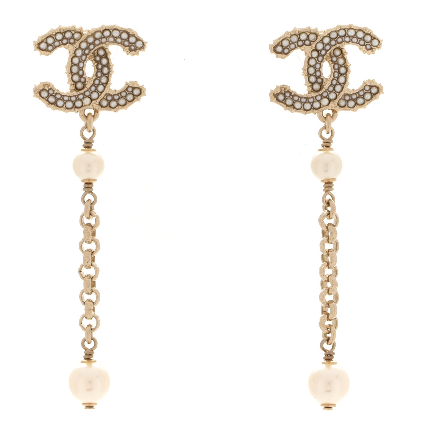 CC Pearl Drop Earrings Gold