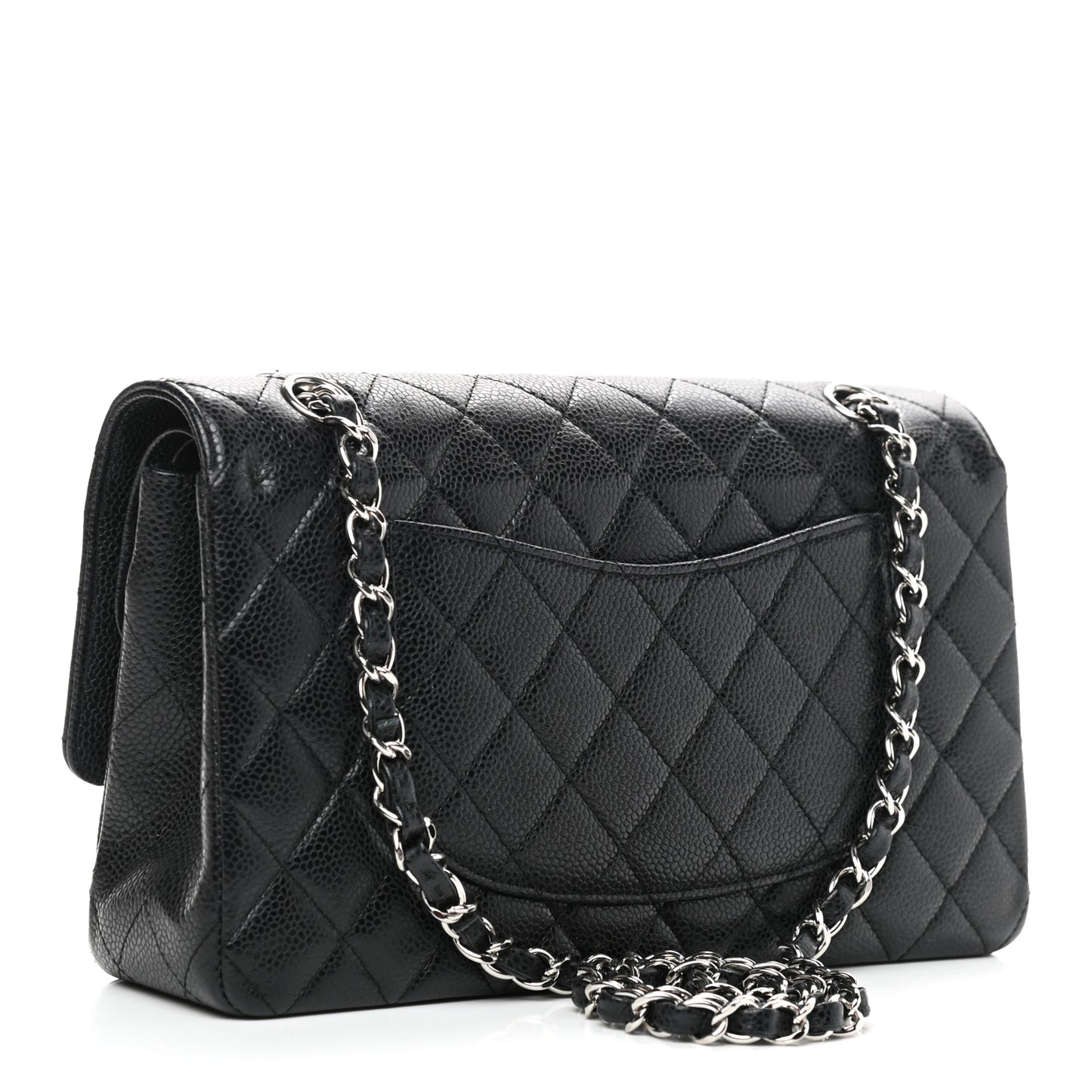 Caviar Quilted Medium Double Flap Black