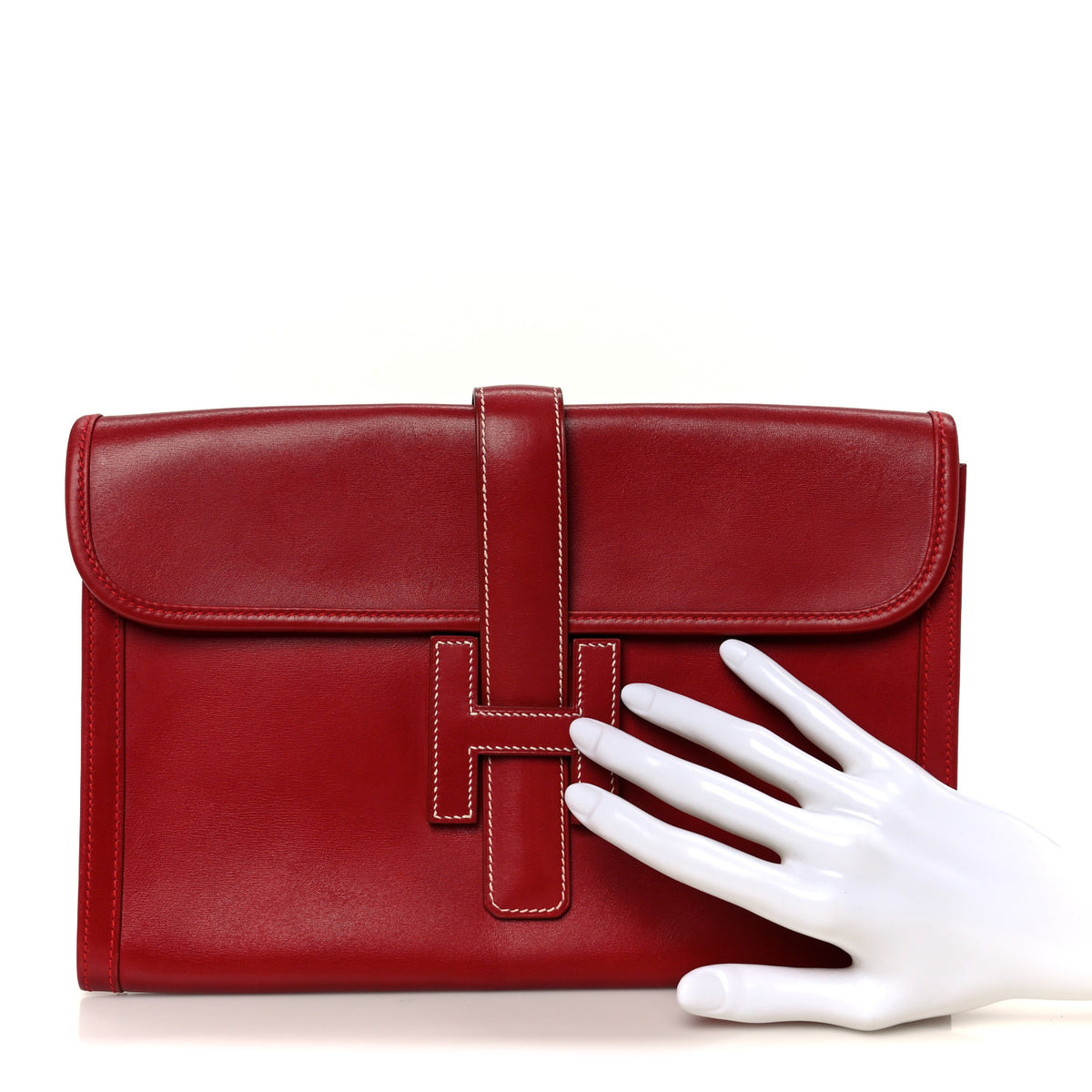 Hermes Veau Gulliver Jige PM Clutch Rouge Vif 2 of 11