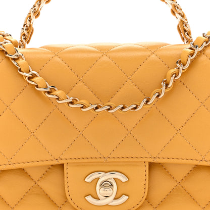 Chanel Lambskin Quilted Medium Crystal Top Handle Rectangular Flap Yellow 8 of 11