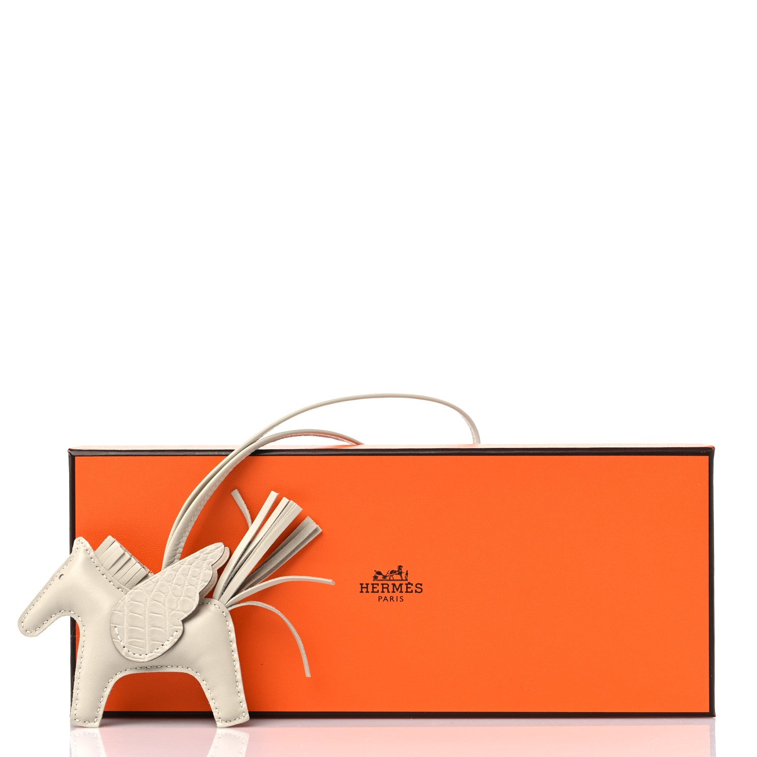 Hermes Milo Lambskin Matte Alligator Touch Grigri Rodeo Pegase Horse Bag Charm PM Craie 5 of 5