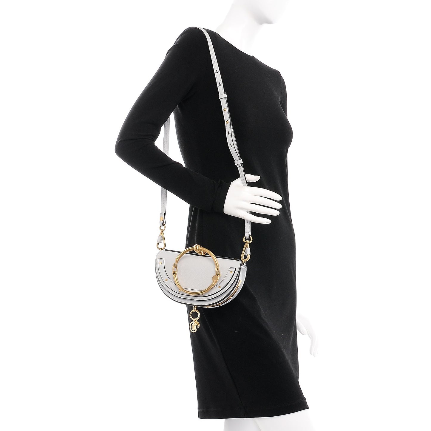Calfskin Small Nile Bracelet Minaudiere Bag Airy Grey