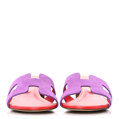 Hermes Suede Goatskin Oasis Sandals 39 Violet Parme 2 of 9