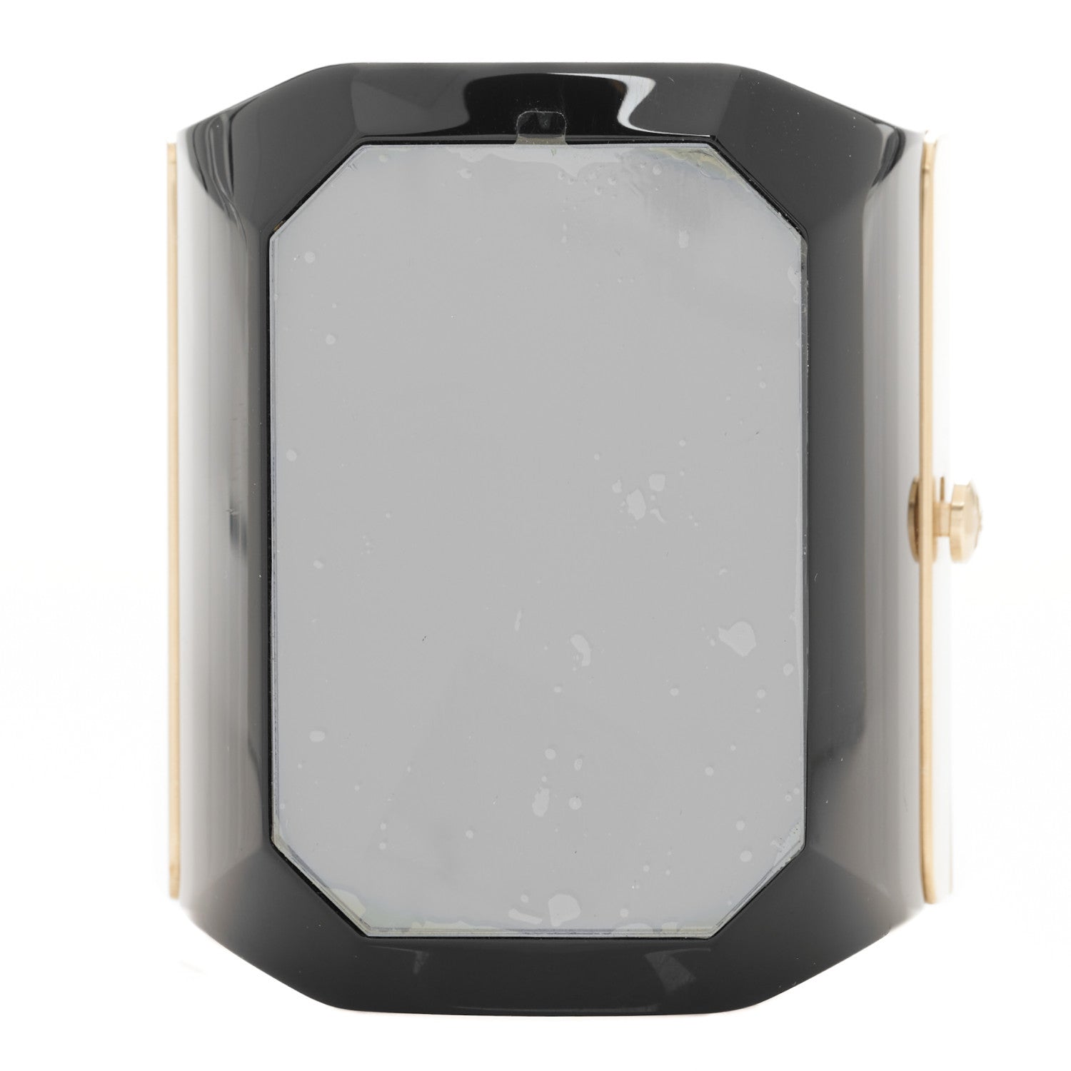 Chanel Resin CC Cuff Bracelet Golden Black 2 of 5