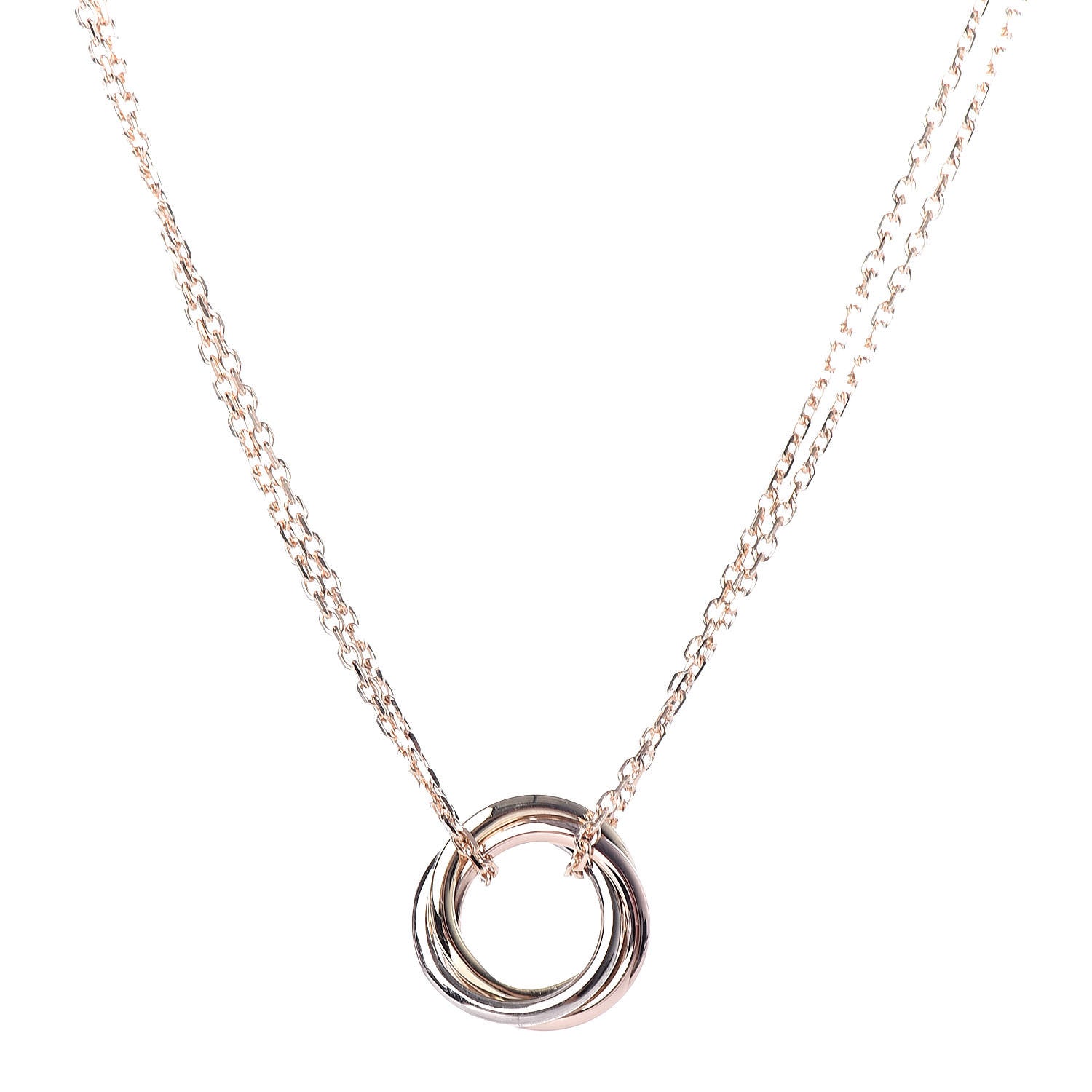 Cartier 18K Pink Yellow White Gold Trinity Double Chain Pendant Necklace 4 of 6