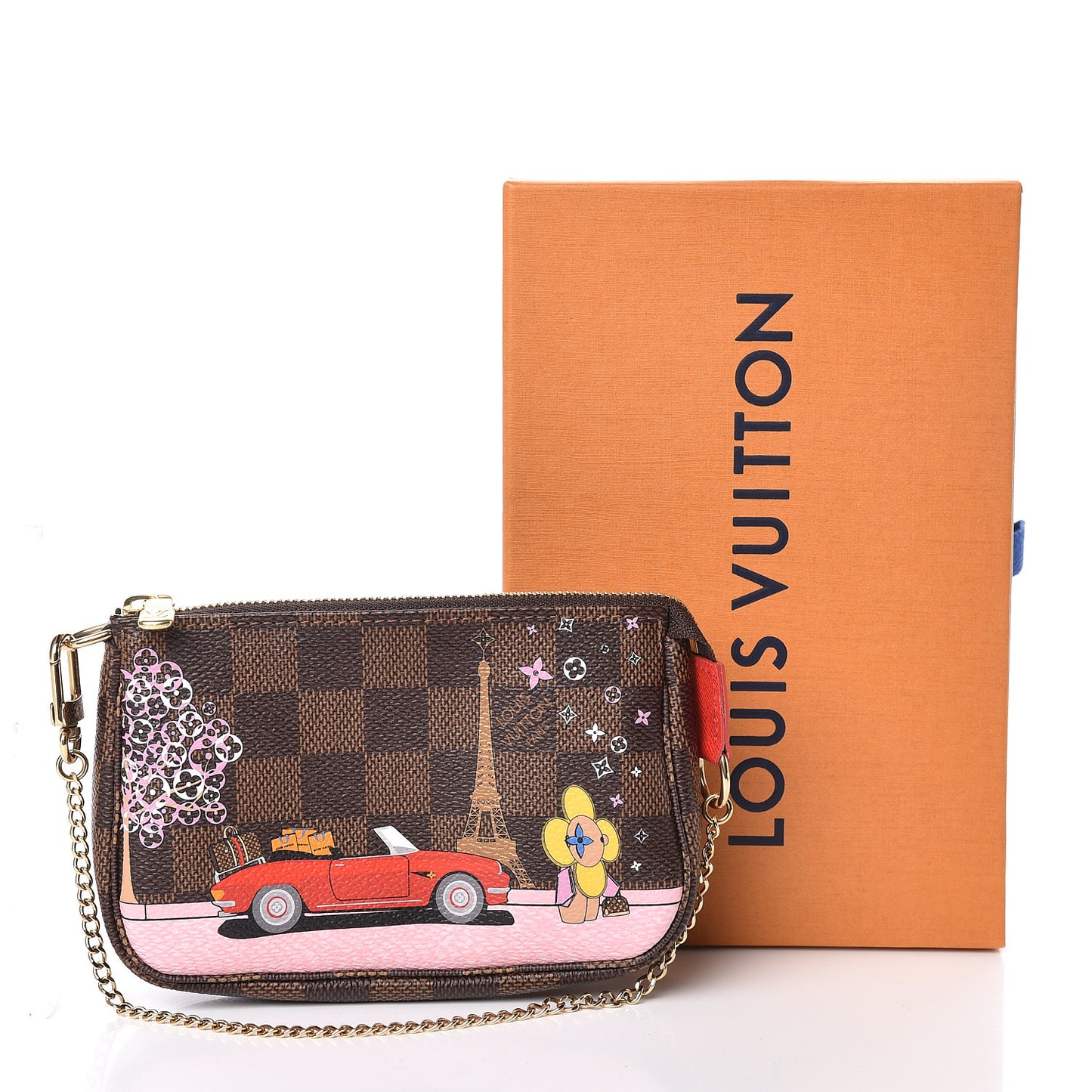 Damier Ebene 2019 Christmas Animation Mini Pochette Accessories Red