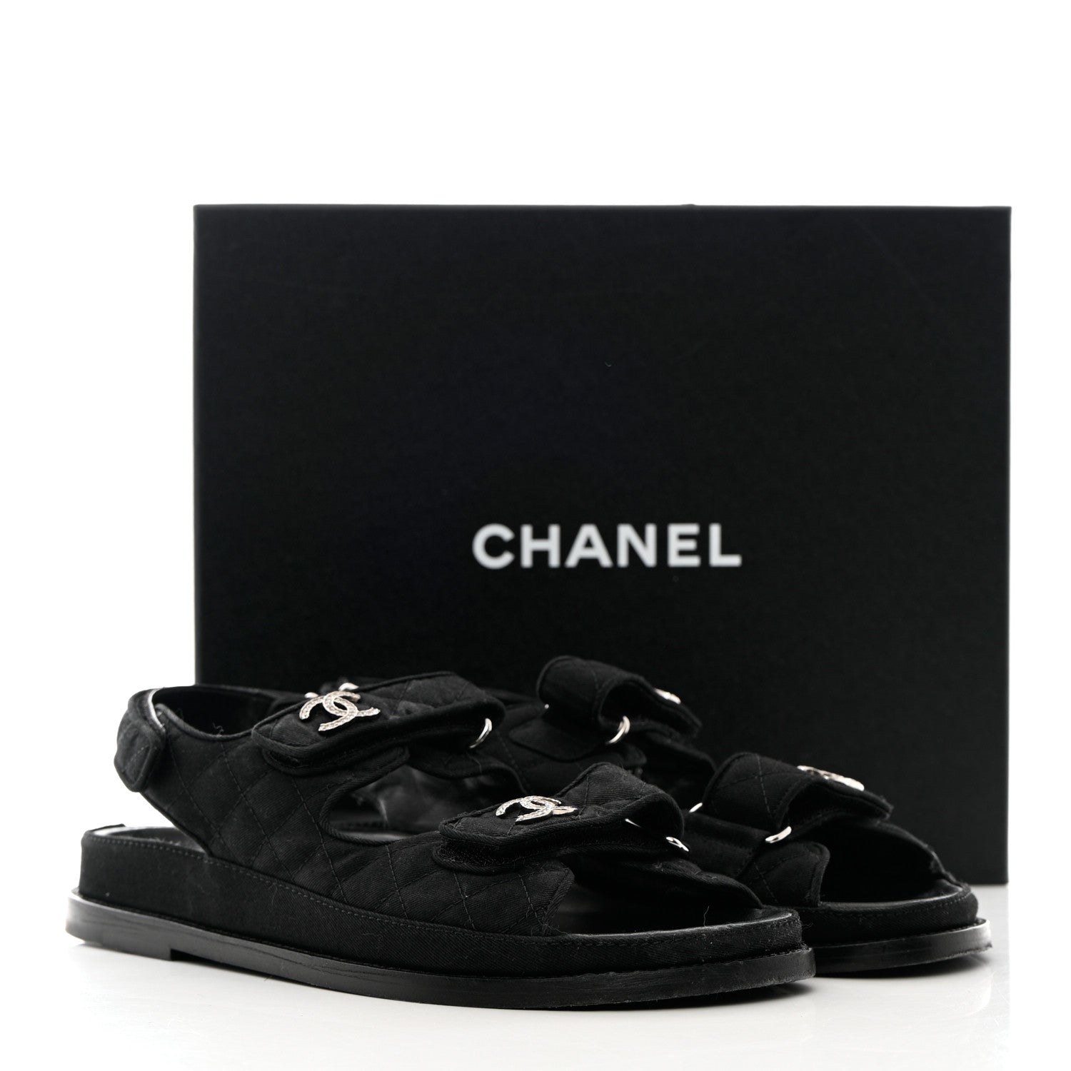 Chanel Mixed Fibers Velcro Dad Sandals 39.5 Black 15 of 15