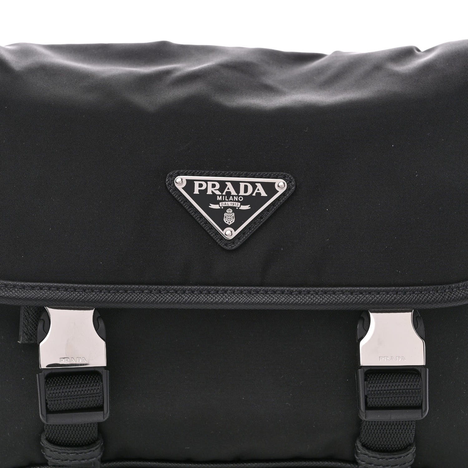 Prada Re-Nylon Saffiano Pocket Double Snap Buckle Shoulder Bag Black 10 of 12