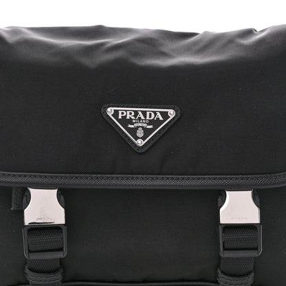 Prada Re-Nylon Saffiano Pocket Double Snap Buckle Shoulder Bag Black 10 of 12