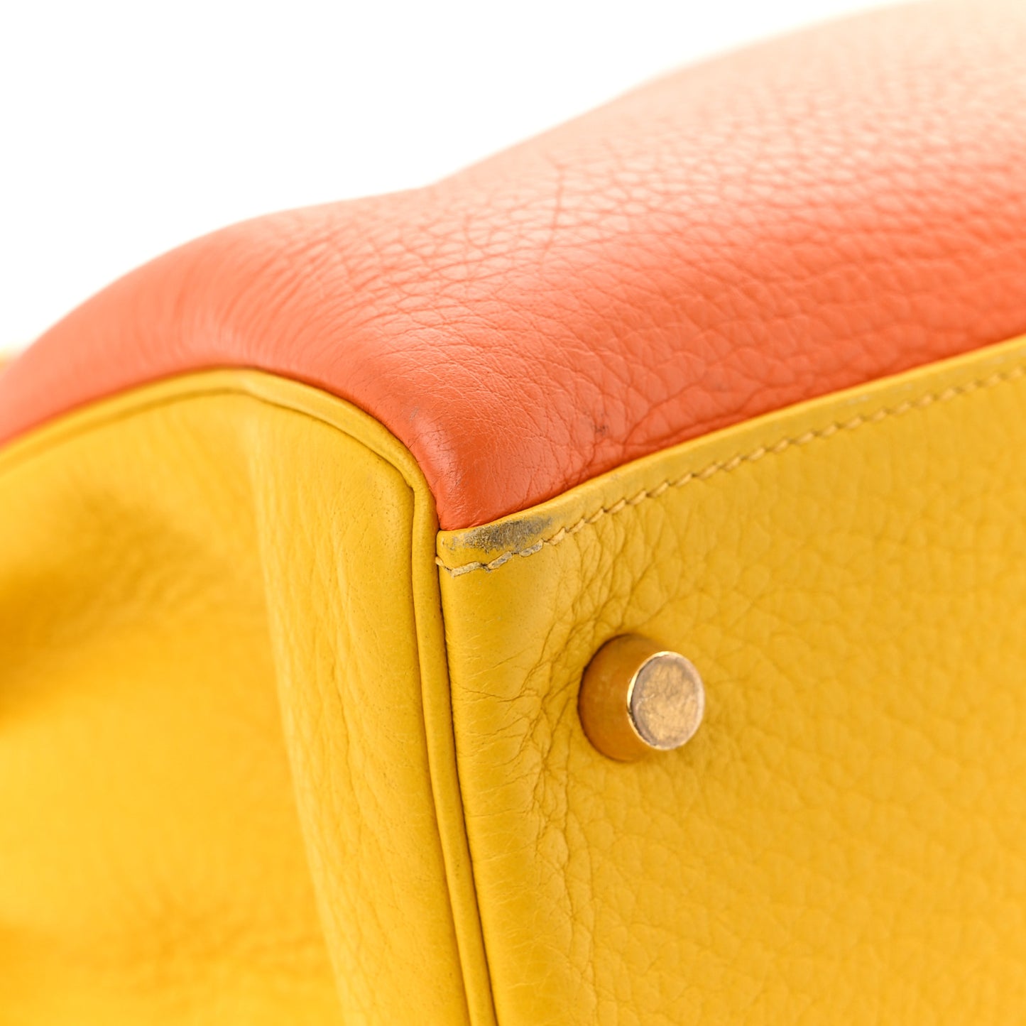 Taurillon Clemence Tri-Color Kelly Retourne 35 Orange Vert Cru Jaune