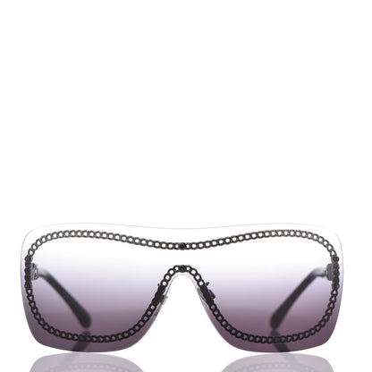 Chanel Rimless Shield Sunglasses 4243 Gradient Gray Black 2 of 7