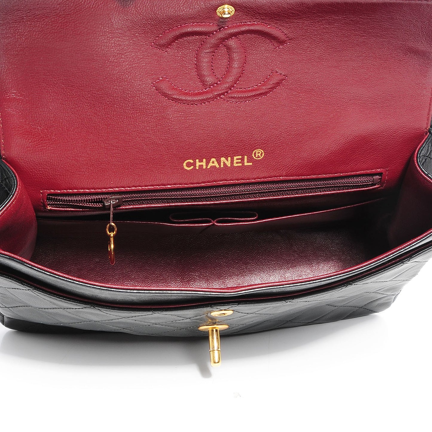 Lambskin Medium Double Flap Black