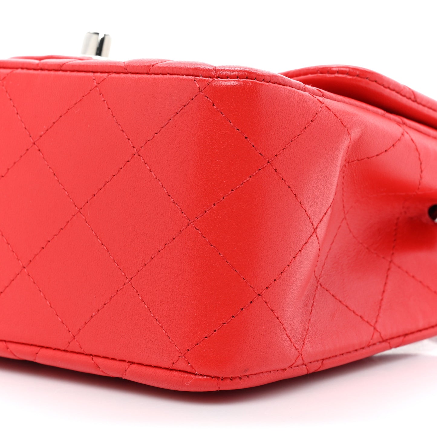 Lambskin Quilted Mini Square Flap Red