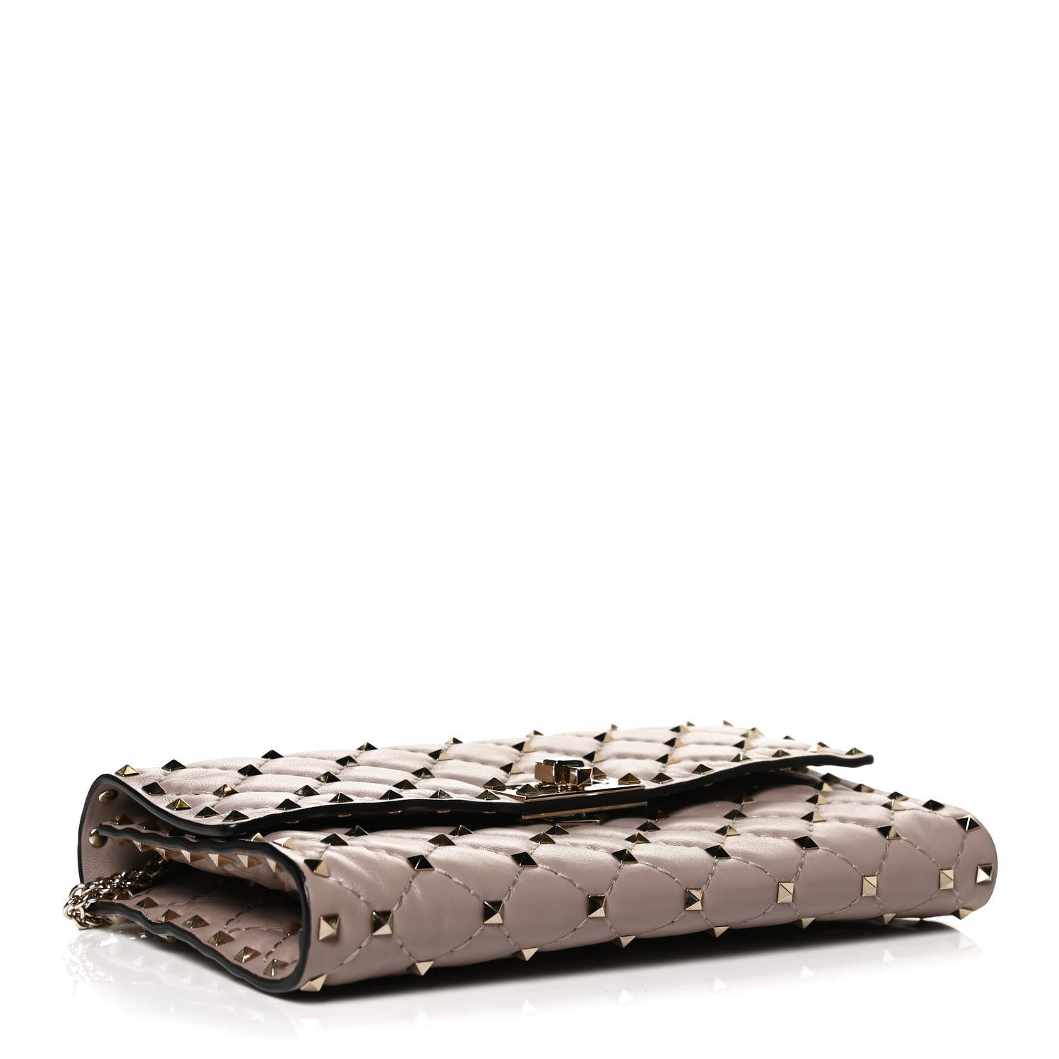 Valentino Garavani Lambskin Rockstud Spike Wallet on Chain Poudre 4 of 13