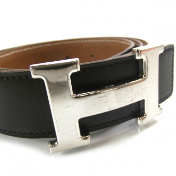 Leather Reversible Constance H Belt 90 Black/Silver