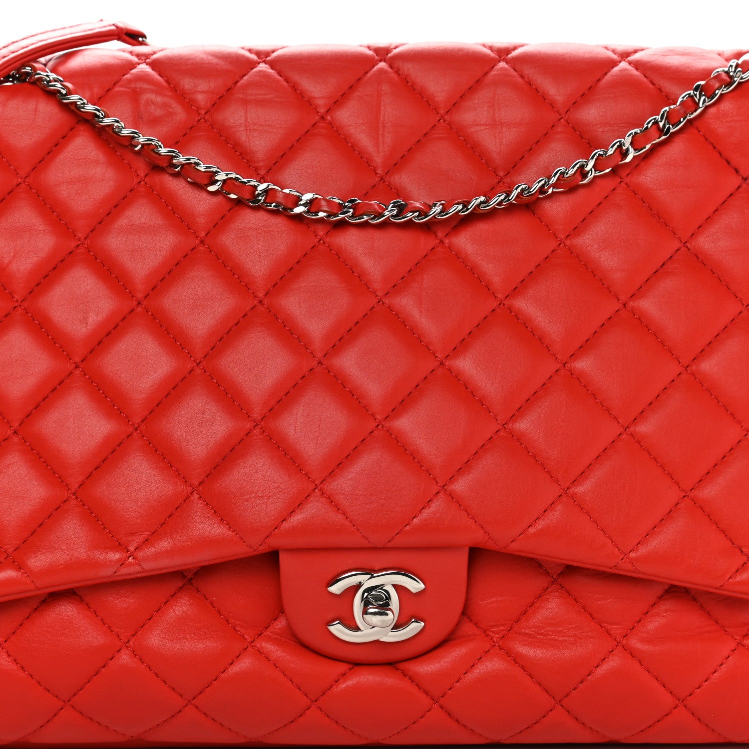 Chanel Lambskin Quilted Chanel 3 Maxi Flap Bag Red 17 of 37
