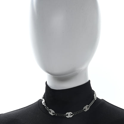 Chanel Ruthenium Crystal Chain CC Choker Silver 2 of 4