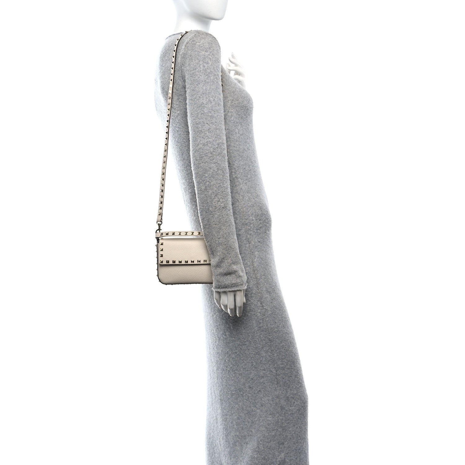 Valentino Garavani Calfskin Rockstud Crossbody Pouch Light Ivory 2 of 9