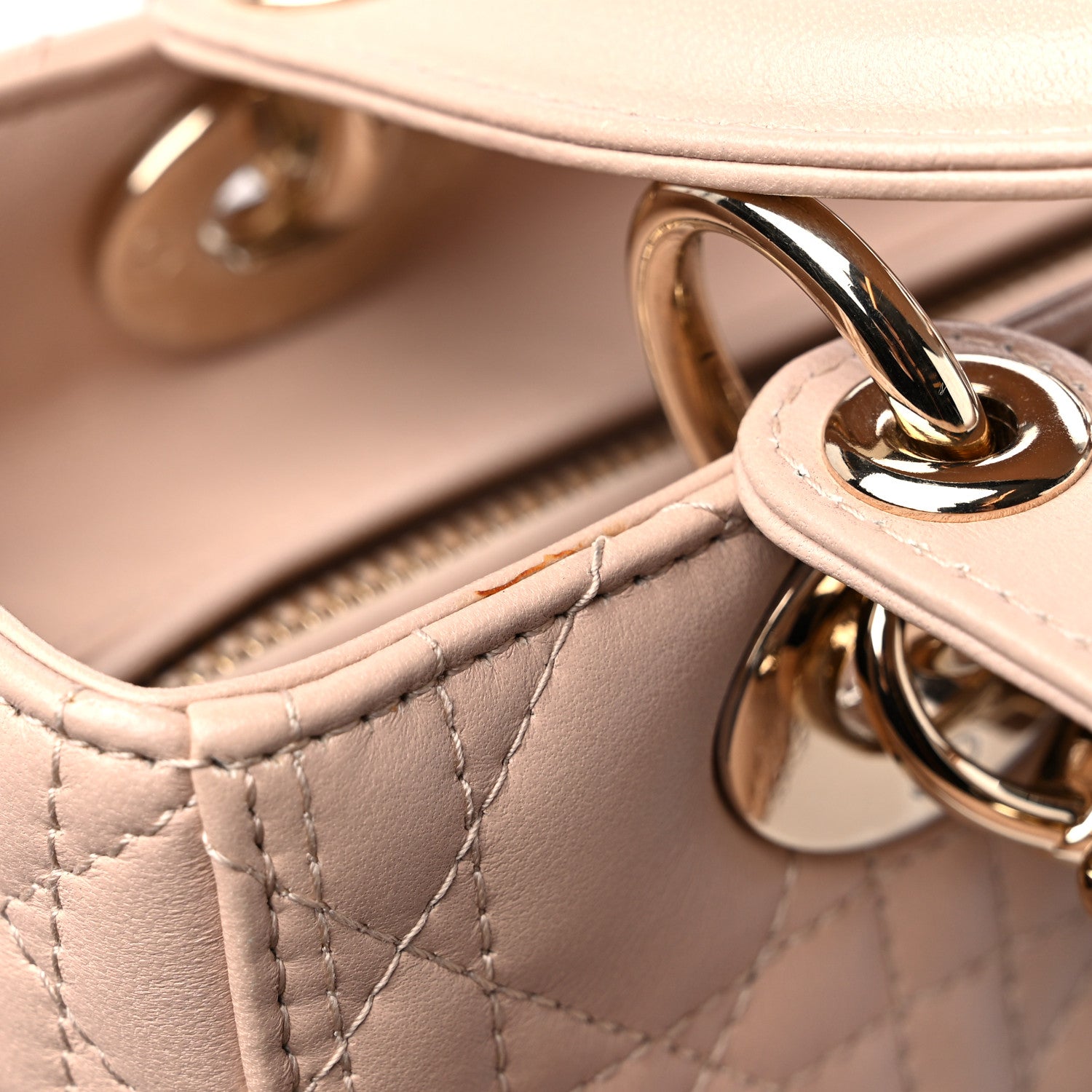 Christian Dior Lambskin Cannage Medium Lady Dior Beige 10 of 13