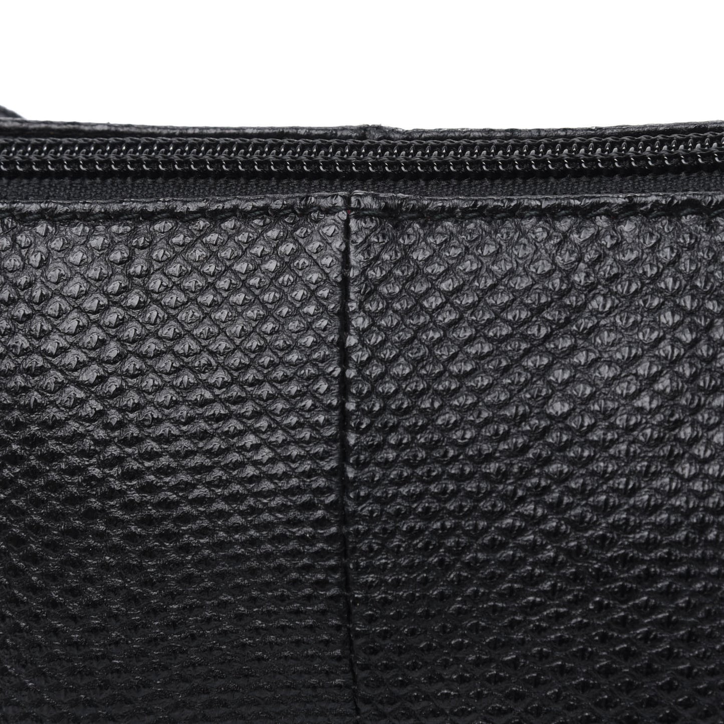 Calfskin Lizard Embossed Boat Pochette Black