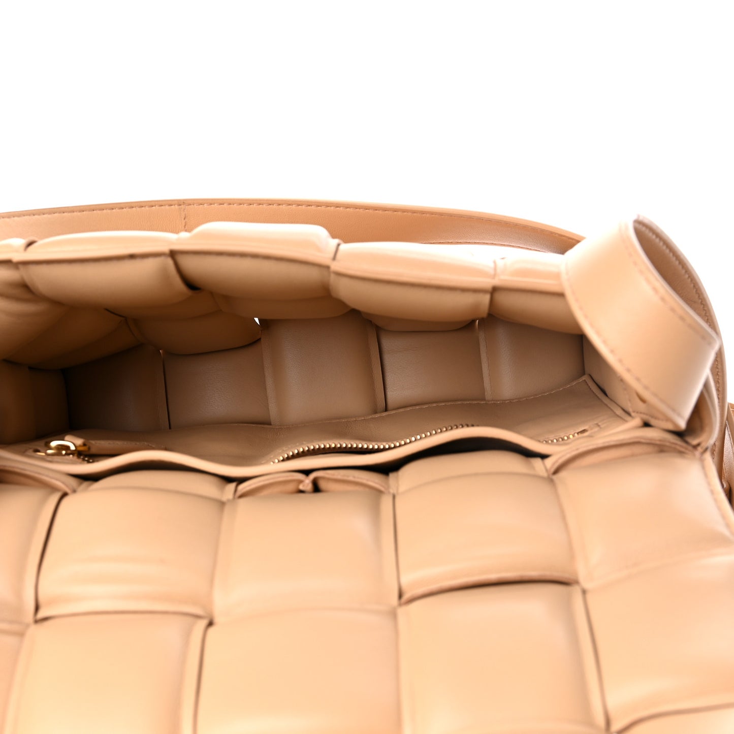 Nappa Maxi Intreccio Padded Cassette Crossbody Bag Almond