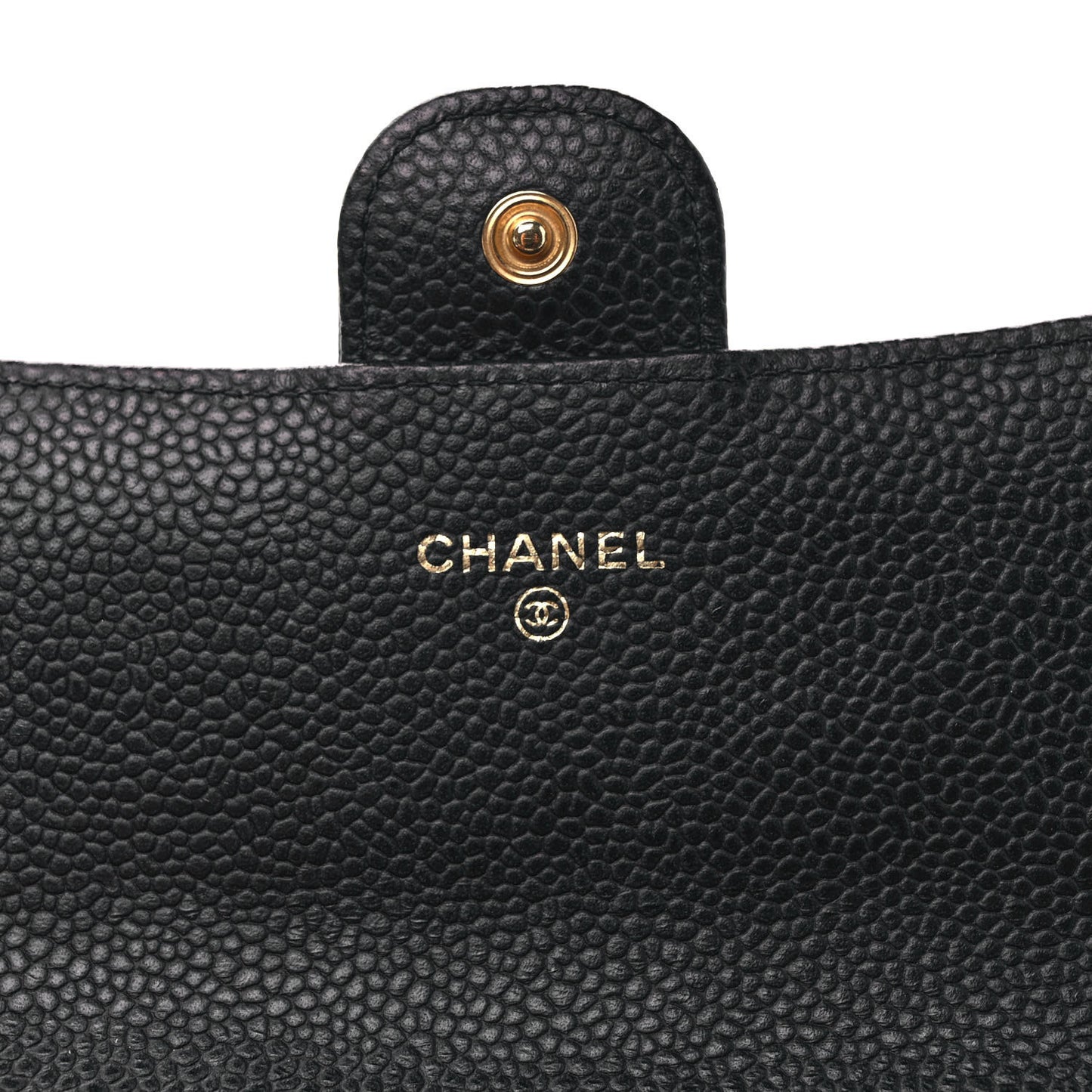 Caviar Quilted Large Gusset Flap Wallet Black
