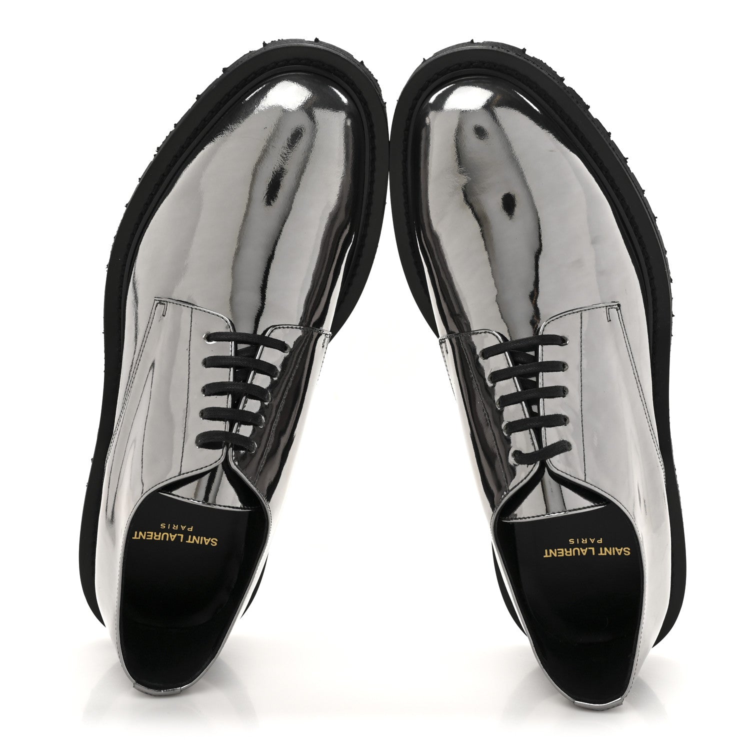 Saint Laurent Soft Laminato Mens Army 20 Derby Shoes 41 Metal Shotgun 2 of 10