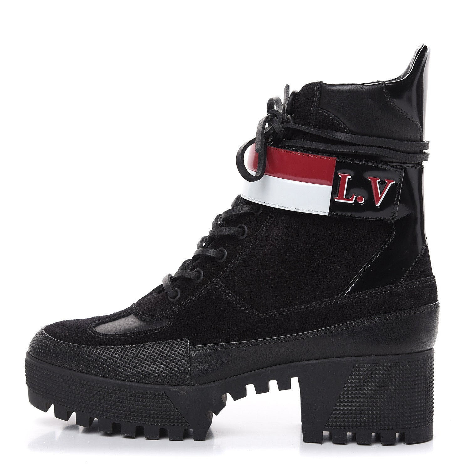 Louis Vuitton Suede Calfskin Laureate Platform Desert Boots 37.5 Black 1 of 8
