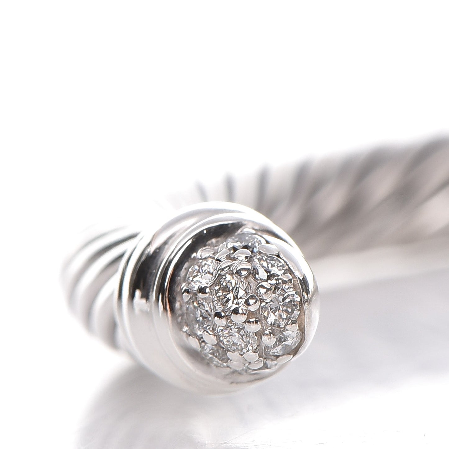 Sterling Silver Pave Diamond 5mm Cable Classics Bracelet