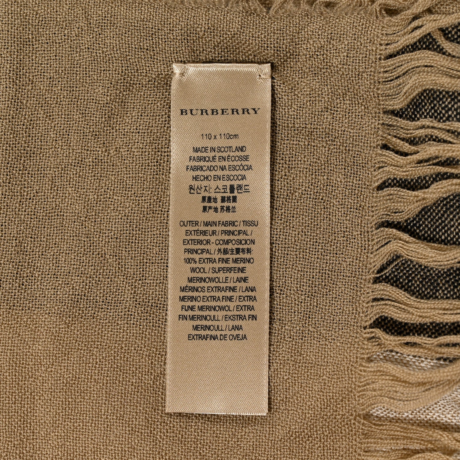 Burberry Wool Half Mega Check Fringe Scarf Camel 3 of 6