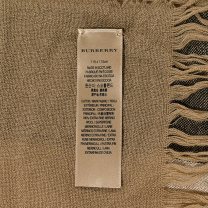 Burberry Wool Half Mega Check Fringe Scarf Camel 3 of 6