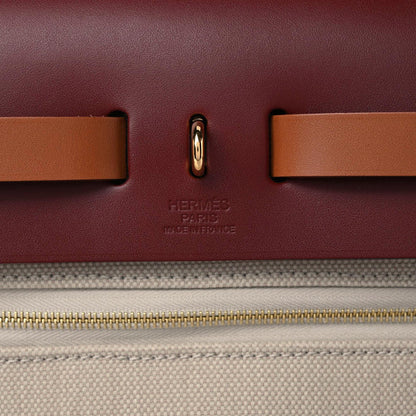 Hermes Military Toile Vache Hunter Herbag Zip 31 PM Beton Rouge H Fauve 7 of 11