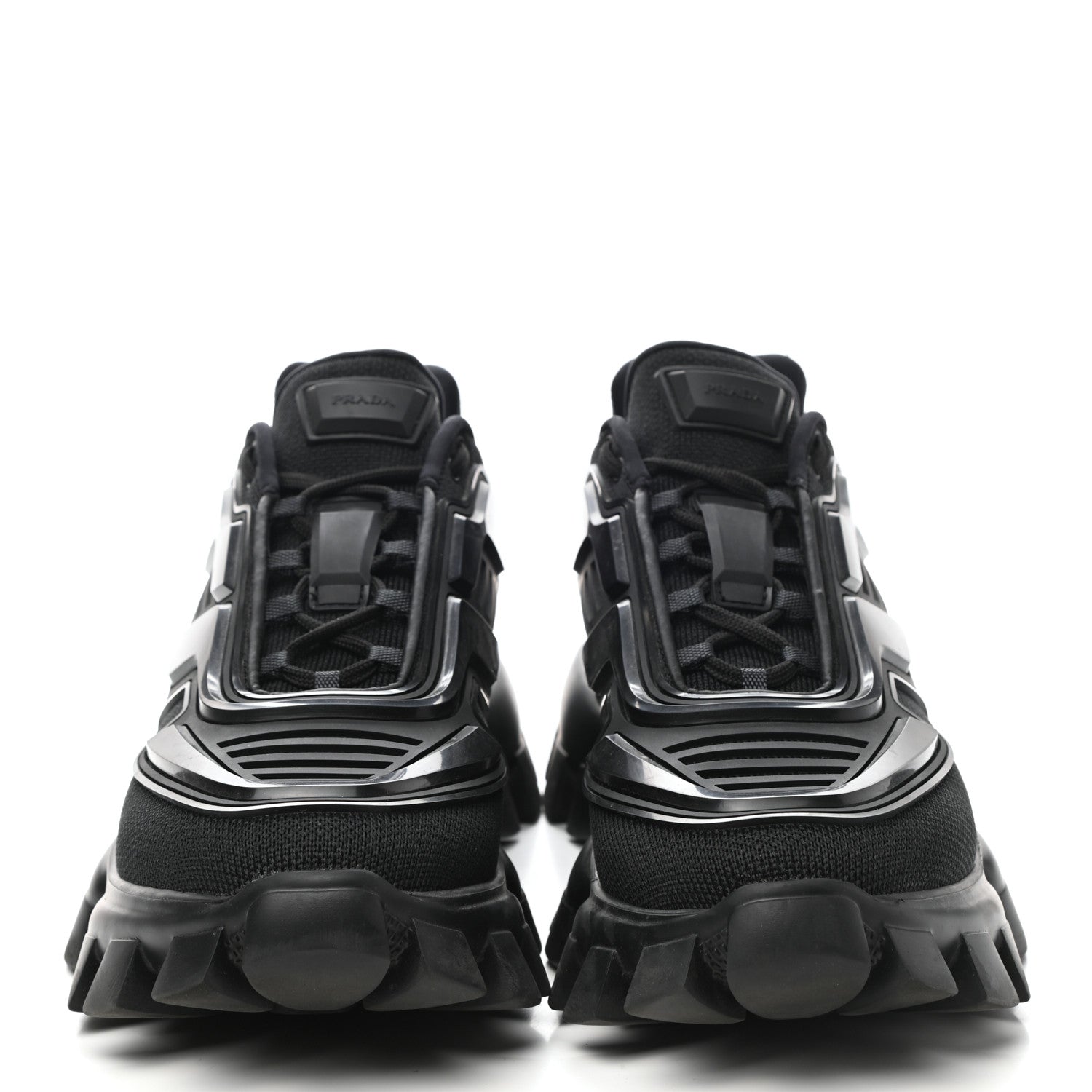 Prada Rubber Knit Fabric Mens Cloudbust Thunder Sneakers 8 Black 2 of 10