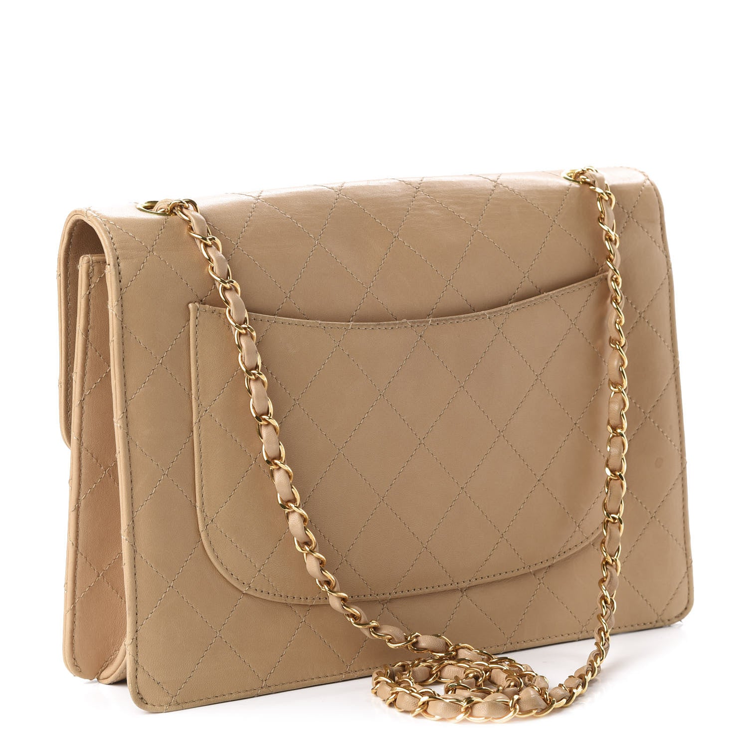 Chanel Lambskin Quilted Maxi Single Flap Beige 3 of 15